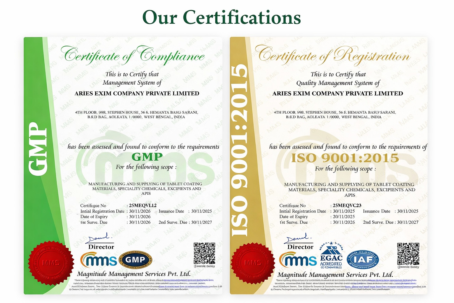 ISO GMP Certificate